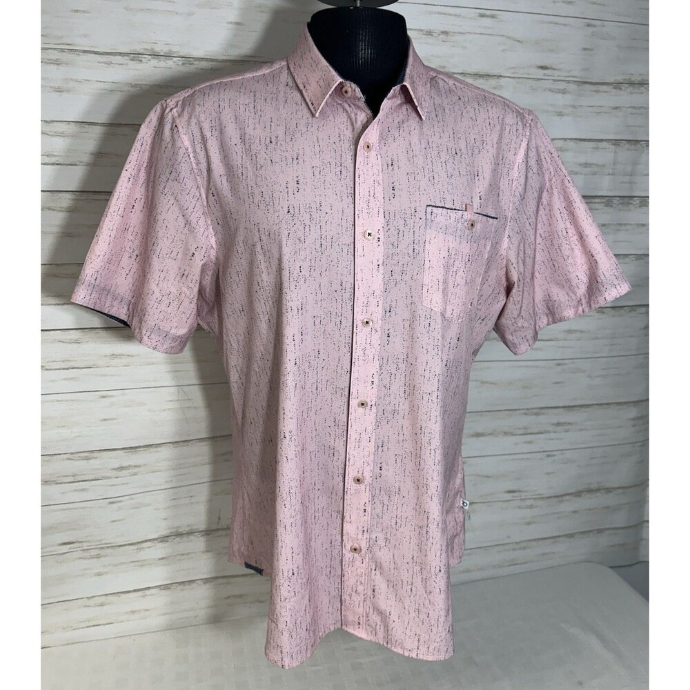 MINTY! 7 DIAMONDS AMMAN 4 Way Stretch Woven Men Button Pink Blue Shirt Size XL
